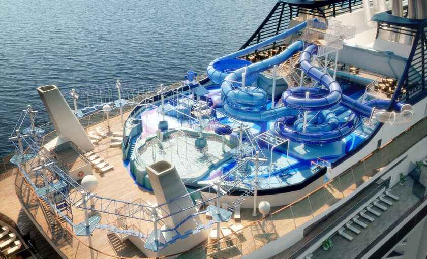Glijbanen en klimpark op de MSC Meraviglia
