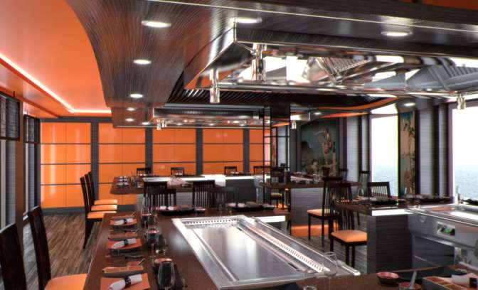 Een teppanyaki restaurant op de MSC Meraviglia