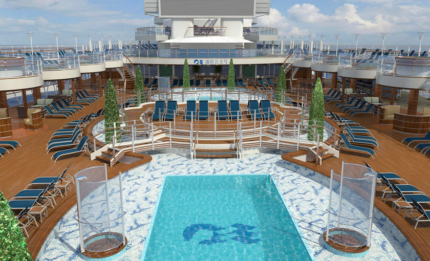 Het zwembad dek op de Majestic Princess