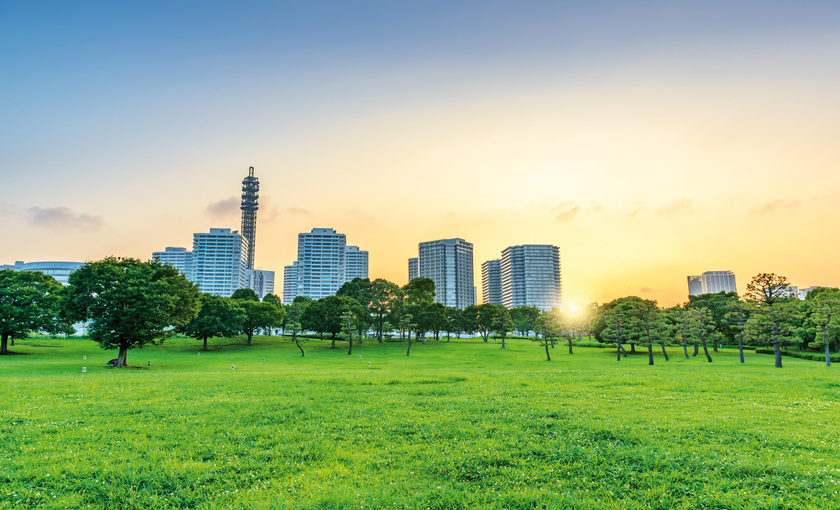 Een park in de stad Yokohama